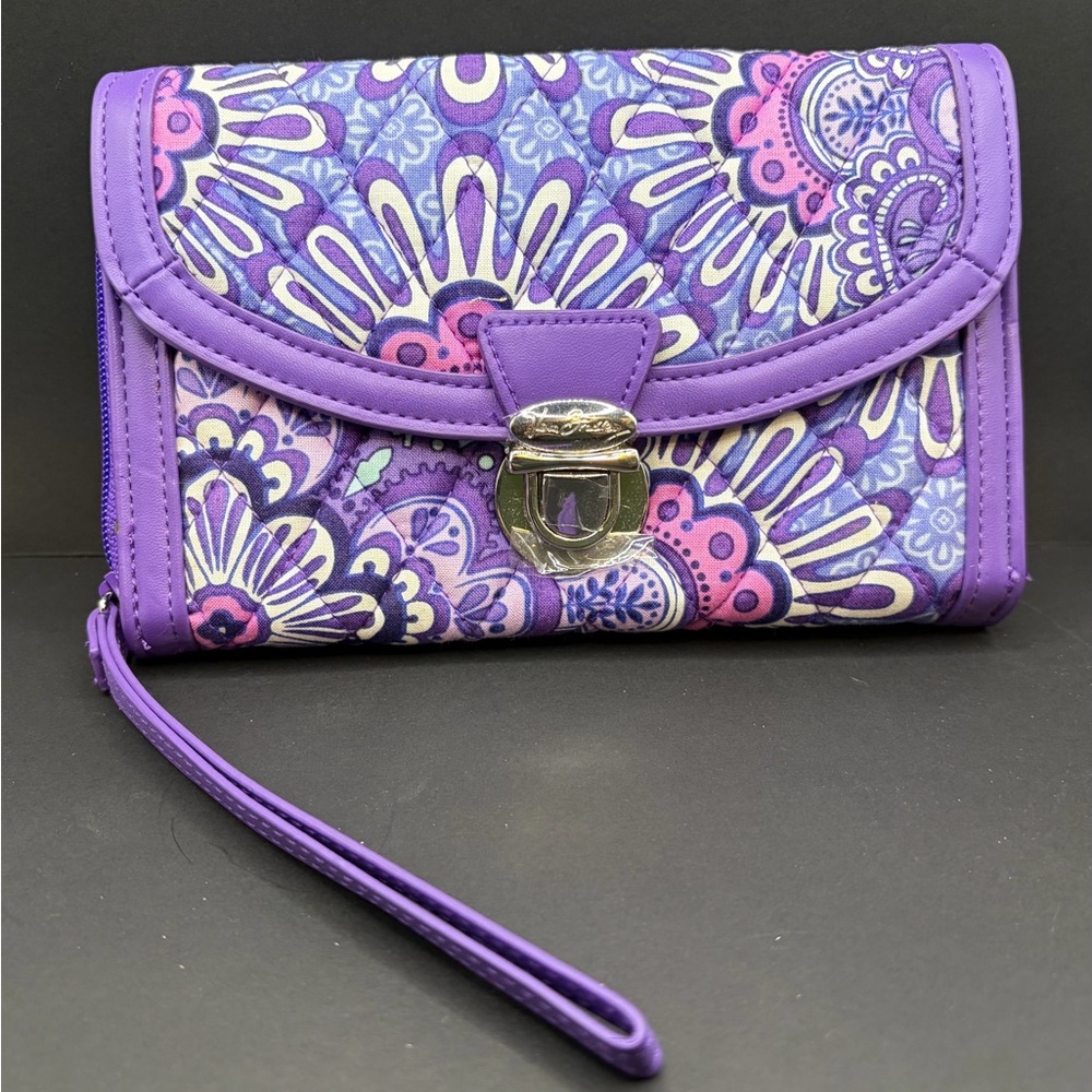 Vera Bradley Purple and Pink Patterned Wristlet